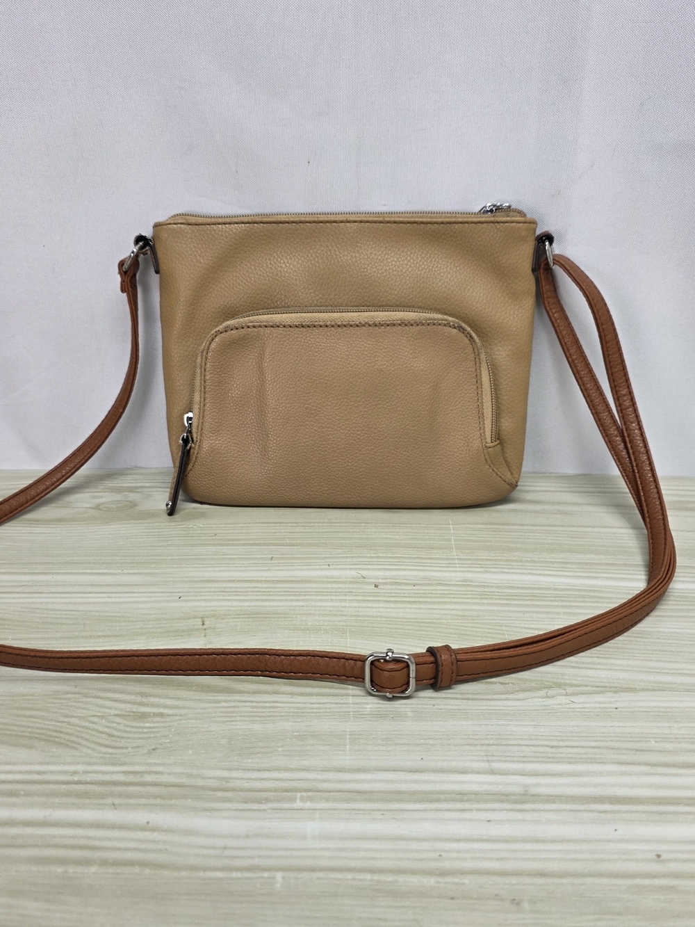 3/$15 Tignanello Tan and Cream Crossbody with Brown Strap - Picture 3 of 10